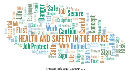 Health And Safety In The Office Word Cloud.  