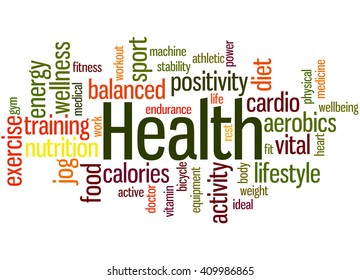 Health Word Cloud Concept On White Stock Illustration 409986865 