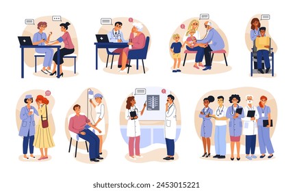 Health workers illustrations in flat design - Powered by Shutterstock