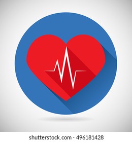 Healthcare And Medical Care Symbol Heart Beat Rate Icon Design Template Illustration