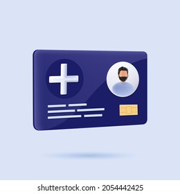 Healthcare Smart Card Icon. Digital Health And Medical Consultation, Medical Information Smart Card, Healthcare Organization Card Concept. 3d Illustration. Medical Card, 3D Icon Free To Edit.