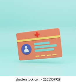 Healthcare Smart Card Icon. Digital Health And Medical Consultation, Medical Information Smart Card, Healthcare Organization Card Concept. 3d Rendering Illustrations.