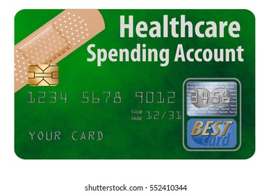 Healthcare Spending Account Card Isolated On White.