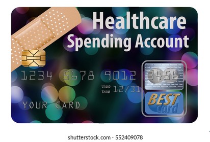 Healthcare Spending Account Credit Card Isolated On Background.