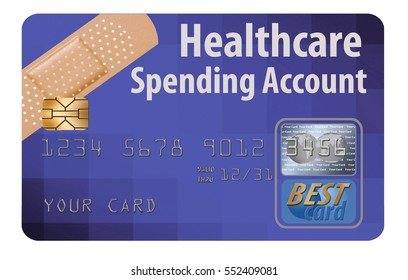 Healthcare Spending Account Credit Card Isolated On Background.