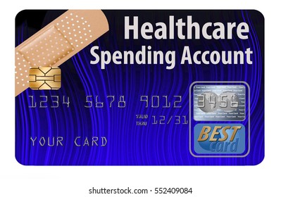 Healthcare Spending Account Credit Card Isolated On Background.