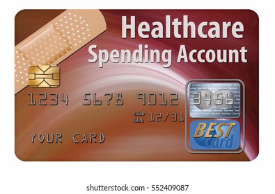 Healthcare Spending Account Credit Card Isolated On Background.