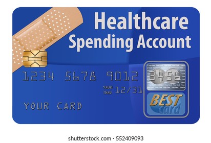 Healthcare Spending Account Credit Card Isolated On Background.