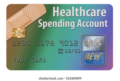 Healthcare Spending Account Credit Card Isolated On Background.