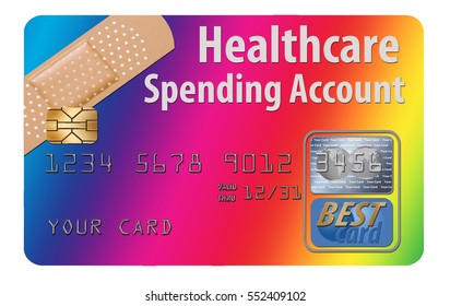 Healthcare Spending Account Credit Card Isolated On Background.