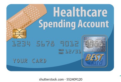 Healthcare Spending Account Credit Card Isolated On Background.