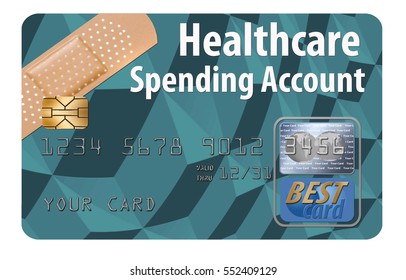 Healthcare Spending Account Credit Card Isolated On Background.