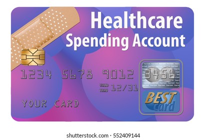 Healthcare Spending Account Credit Card Isolated On Background.