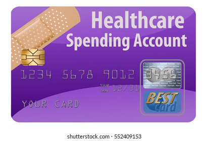 Healthcare Spending Account Credit Card Isolated On Background.