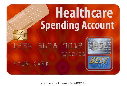 Healthcare Spending Account Credit Card Isolated On Background.