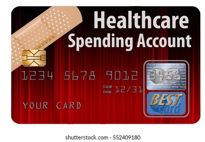 Healthcare Spending Account Credit Card Isolated On Background.