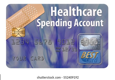 Healthcare Spending Account Credit Card Isolated On Background.