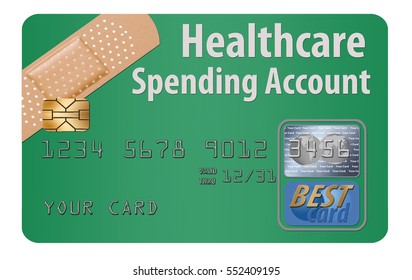 Healthcare Spending Account Credit Card Isolated On Background.