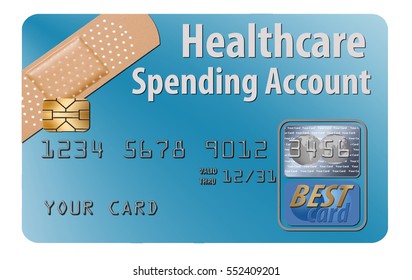 Healthcare Spending Account Credit Card Isolated On Background.