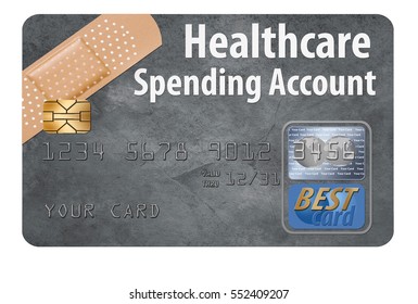 Healthcare Spending Account Credit Card Isolated On Background.