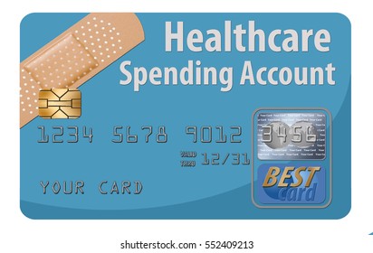 Healthcare Spending Account Credit Card Isolated On Background.