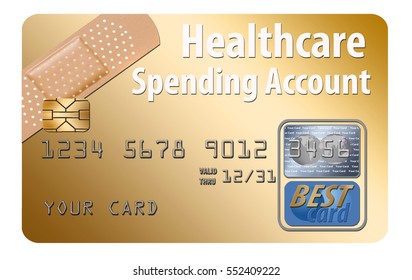 Healthcare Spending Account Credit Card Isolated On Background.