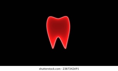 Healthy dental logo design tooth icon. Tooth shape icon, dental symbol, dentist sign. Oral and dental logos. neon red tooth Silhouette isolated on black background. - Powered by Shutterstock