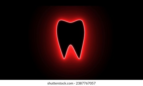 Healthy dental logo design tooth icon. Tooth shape icon, dental symbol. Oral and dental logos. neon red tooth Silhouette isolated on black background. - Powered by Shutterstock