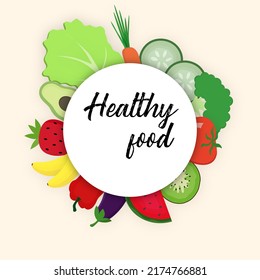  Healthy Eating Poster, Flat Style