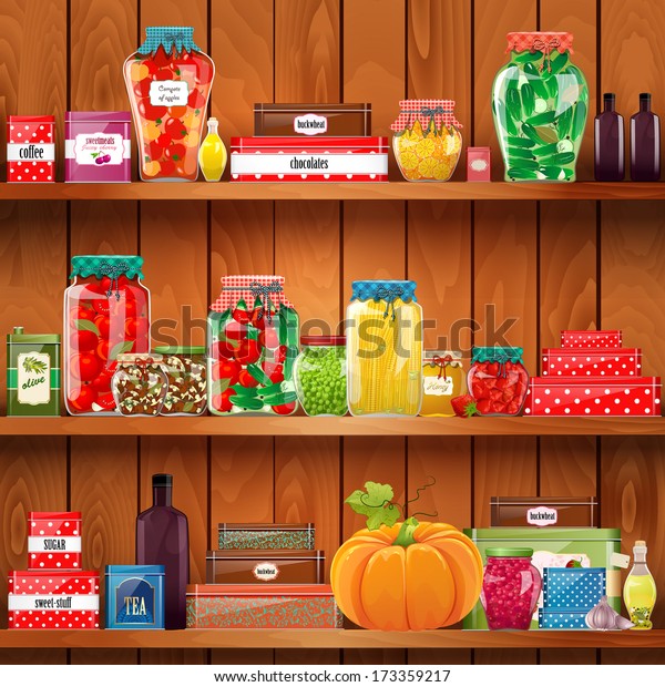 Healthy Food Home Pantry Illustration Stock Illustration 173359217