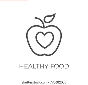 Healthy Food Thin Line Icon. Flat Icon Isolated On The White Background.  