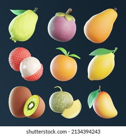 Healthy Fruit Set 3d rendering