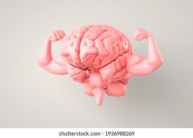 Healthy And Strong Brain. Health Of Intellect And Mind. 3D Illustration