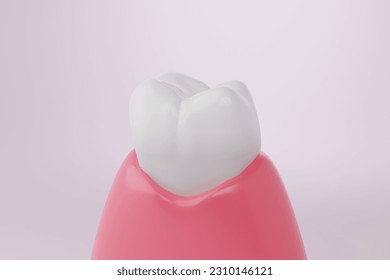 Healthy teeth and Pink gums isolated background. 3D rendering. - Powered by Shutterstock