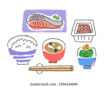 Healthy Wellbalanced Japanese Breakfast Stock Illustration 1594144840 ...