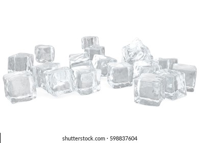 Heap of ice cubes. background of white ice cubes 3d rendering - Shutterstock ID 598837604