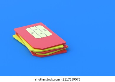 Heap of sim cards for mobile phone. Global communications. Prepaid cellular services. Mobile operator. Copy space. 3d render