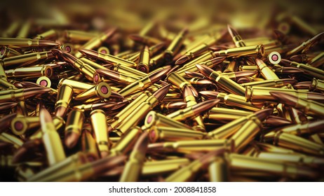 Heap Of Very Old Empty Bullet Shells. 3d Render