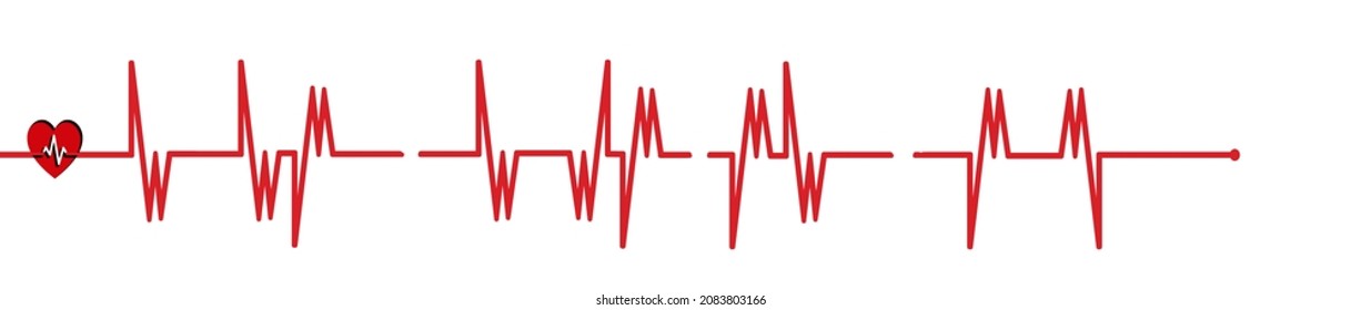 Hear Beat Red Line. Isolated Illustration. Abstract Wave. Pulse Red Vector Trace. EKG Cardio Line Red Symbol. Medical And Healthy Concept.