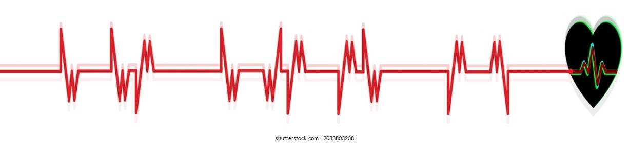 Hear Beat Red Line. Isolated Illustration. Abstract Wave. Pulse Red Vector Trace. EKG Cardio Line Red Symbol. Medical And Healthy Concept.