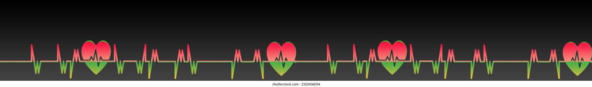 Hear Beat Red Line. Isolated Illustration. Abstract Wave. Pulse Red Trace. EKG Cardio Line Red Symbol. Medical And Healthy Concept.