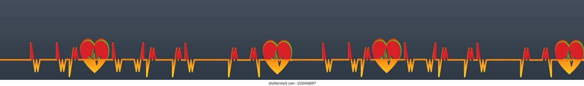 Hear Beat Red Line. Isolated Illustration. Abstract Wave. Pulse Red Trace. EKG Cardio Line Red Symbol. Medical And Healthy Concept.