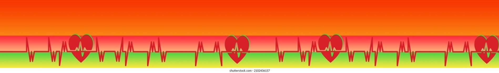 Hear Beat Red Line. Isolated Illustration. Abstract Wave. Pulse Red Trace. EKG Cardio Line Red Symbol. Medical And Healthy Concept.