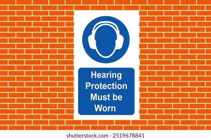 Hearing protection recommended sign on the door - Powered by Shutterstock