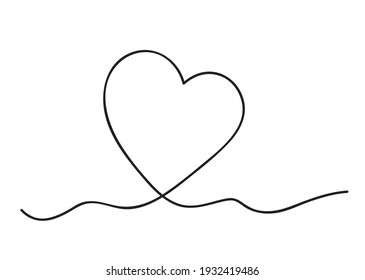 Heart. Abstract Love Symbol. Continuous Line Art Drawing Illustration.