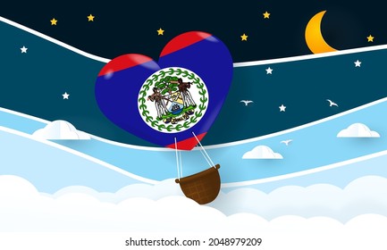Heart air balloon with Flag of Belize for independence day or something similar 