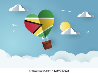 Heart air balloon with Flag of Guyana for independence day or something similar - Powered by Shutterstock