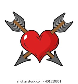 Tattoo Illustration Heart Roses Swallows Stock Vector (Royalty Free ...