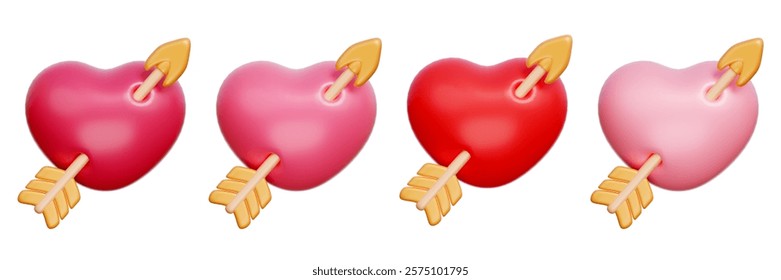 Heart Arrow, Valentine's Day elements, 3d rendering.