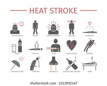 Heart Attack. Symptoms, Treatment. Flat icons set. Signs for web graphics. - Powered by Shutterstock